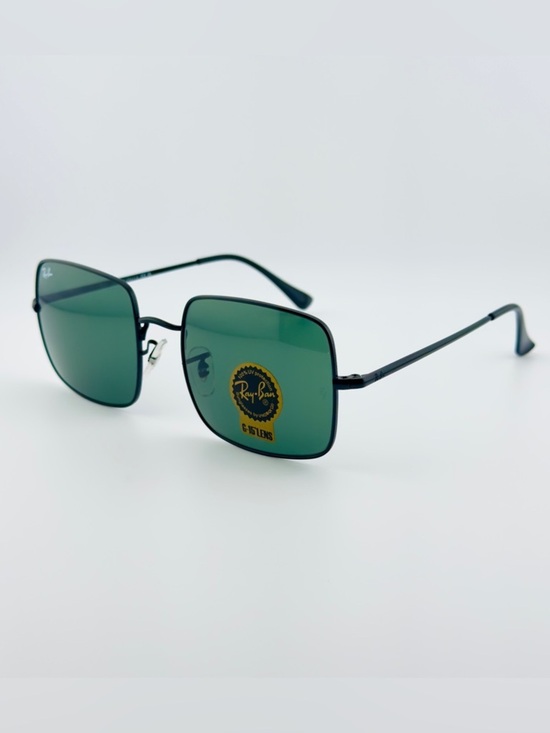 Ray-Ban Women’s Square Sunglasses RB1971 Polished Black Metal Frame Green Lenses main image 13